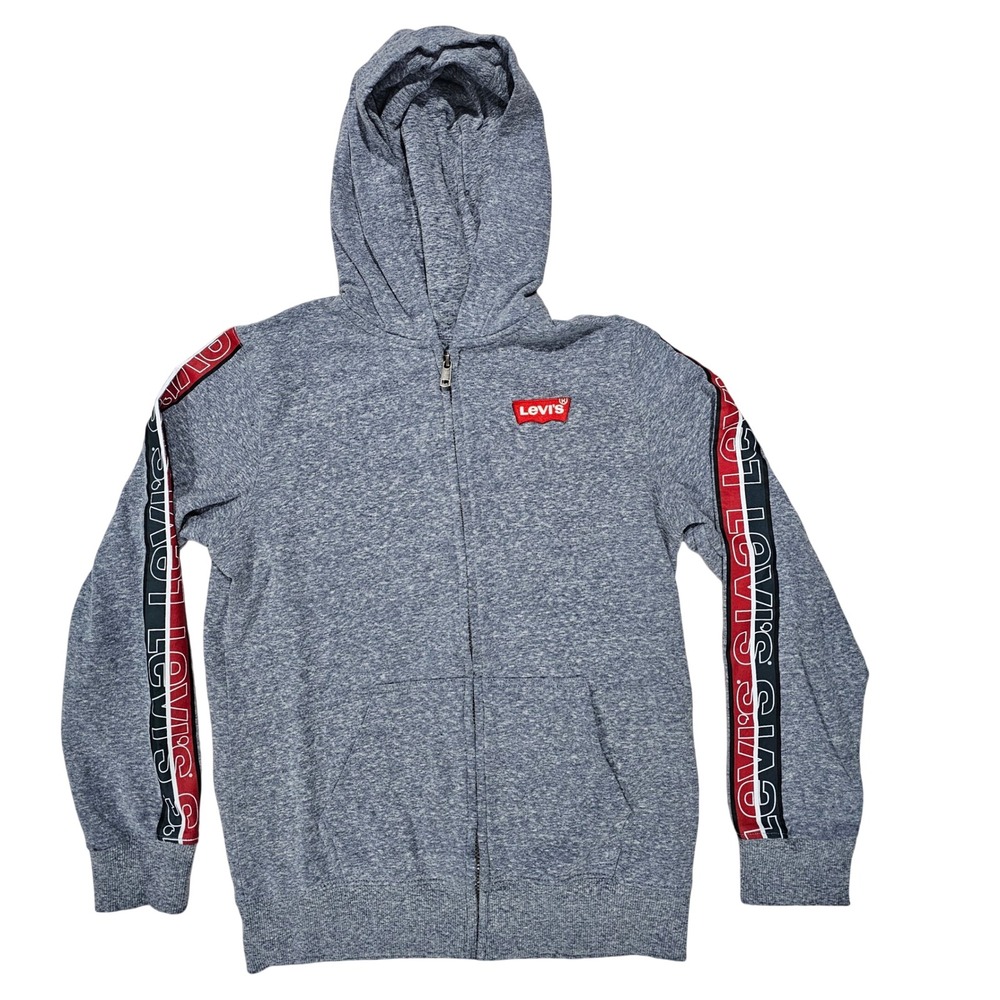Levi's Boys XL Grey Heather Full Zip Tape Logo Hoodie Sweatshirt